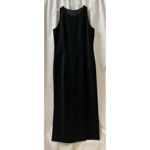 Vtg Womens Positive Attitude Sleeveless Lined Maxi Dress Back Split Black Size 8
